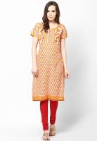 Rangriti Orange Printed Kurtis