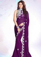Sourbh Sarees Purple Embroidered Saree