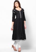 W Black Solid Kurtis