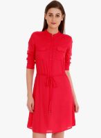 109F Pink Solid Shift Dress