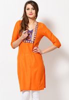 Aurelia Orange Solid Kurtis