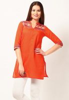 Aurelia Orange Solid Kurtis