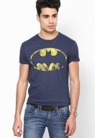 Batman Blue Printed Round Neck T-Shirts
