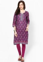 Biba Cotton Blend Purple Kurta