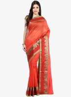 Bunkar Orange Printed Cotton Blend Saree