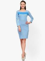 Color Cocktail Blue Colored Printed Bodycon Dress