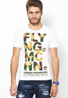 Flying Machine White Round Neck T-Shirt