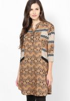 Global Desi Beige Printed Kurtis