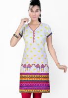 Jazzup White Printed Kurtis