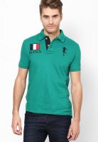 Monteil & Munero Green Solid Polo T-Shirts