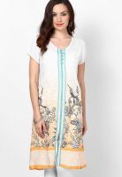 People White Printed Kurtis