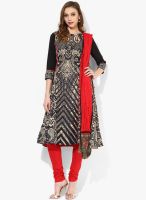 Rain & Rainbow Navy Blue Printed Salwar Kameez Dupatta