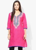 Riya Pink Embroidered Kurti