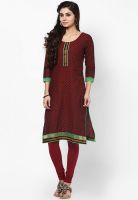 Span Cotton Maroon Kurta