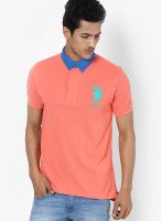 U.S. Polo Assn. Orange Solid Polo T-Shirts