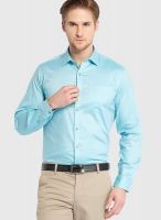 Black Coffee Aqua Blue Slim Fit Formal Shirt