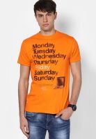 Blue Saint Orange Solid Round Neck T-Shirt