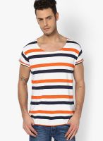 Jack & Jones Off White Printed Round Neck T-Shirts