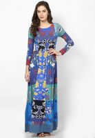 Label Ritu Kumar Blue Colored Printed Maxi Dress