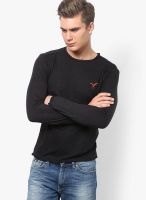 Monteil & Munero Black Solid Round Neck T-Shirts