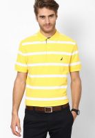 Nautica Yellow Striped Polo T-Shirts