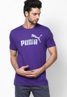 Puma Purple Solid Round Neck T-Shirts