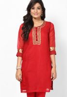 Rangriti Red Embroidered Kurtas