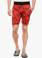 Tab91 Red Printed Shorts