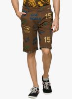 Teemper Printed Brown Shorts
