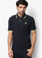 Umbro Navy Blue Solid Polo T-Shirts