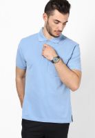 Wilkins & Tuscany Blue Solid Polo T-Shirts