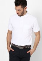 Wilkins & Tuscany White Solid Polo T-Shirts