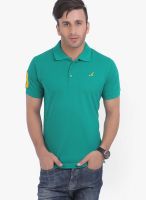 American Crew Green Solid Polo T-Shirt