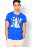 Bossini Blue Solid Round Neck T-Shirts