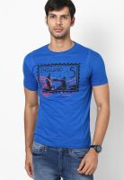 Canary London Blue Printed Round Neck T-Shirts