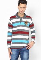 Duke Grey Striped Polo T-Shirts