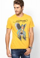 Ed Hardy Yellow Round Neck T-Shirts