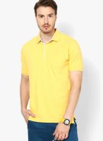 Indian Terrain Yellow Solid Polo T-Shirts