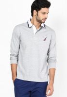 Nautica Grey Solid Polo T-Shirts