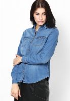 New Look Blue Faded Denim Shirt