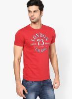 Pepe Jeans Red Solid Round Neck T-Shirts