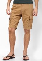 Peter England Khaki Solid Shorts