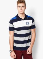 Phosphorus Navy Blue Striped Polo T-Shirts