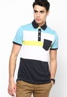 United Colors of Benetton Blue Striped Polo T-Shirts