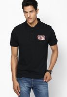 Wrangler Black Solid Polo T-Shirts