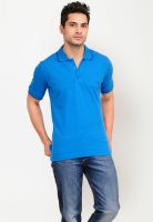 Yepme Blue Solid Polo T-Shirts