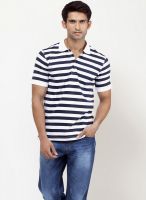 Yepme Navy Blue Striped Polo T-Shirts