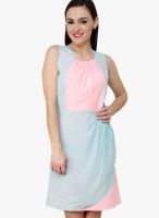 Athena Blue Colored Solid Shift Dress