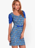 Belle Fille Blue Colored Printed Bodycon Dress