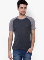 Camino Charcoal Grey Printed Round Neck T-Shirt